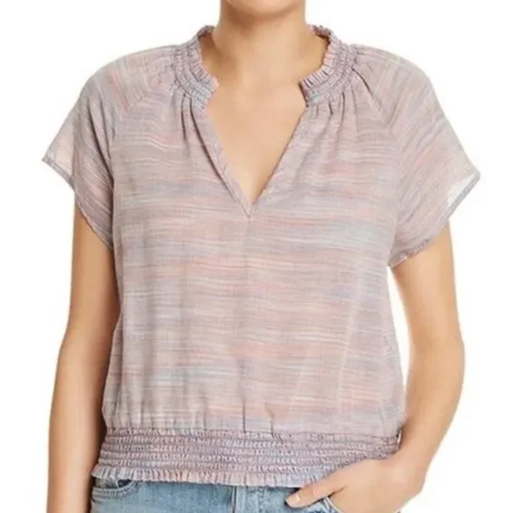 Bella Dahl Stripe Smocked Raglan-Sleeve Blouse In Altadena Women's Size Small